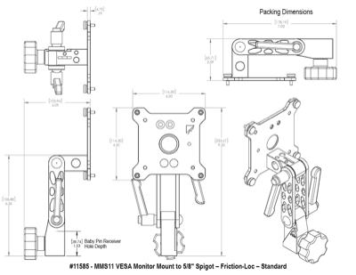 Upgrade Innovations MMS11 VESA Monitor Mount to 5/8″ Spigot – Twin Friction-Loc - Standard