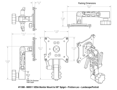 Upgrade Innovations MMS11 VESA Monitor Mount to 5/8″ Spigot – Twin Friction-Loc - L/P