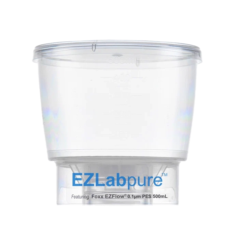 EZLabpure™ 500mL Bottle Top Filter Funnel Only Sterile 0.1µm PES Membrane 12/CS