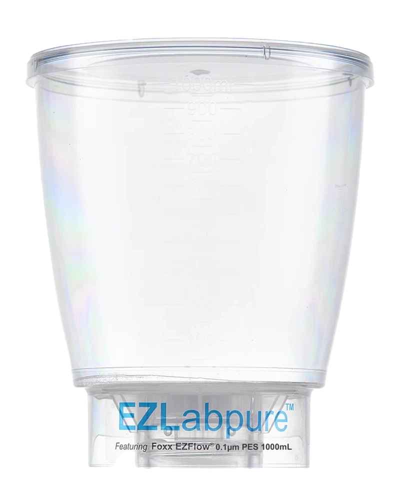 EZLabpure™ 1000mL Bottle Top Filter Funnel Only Sterile 0.1µm PES Membrane 12/CS