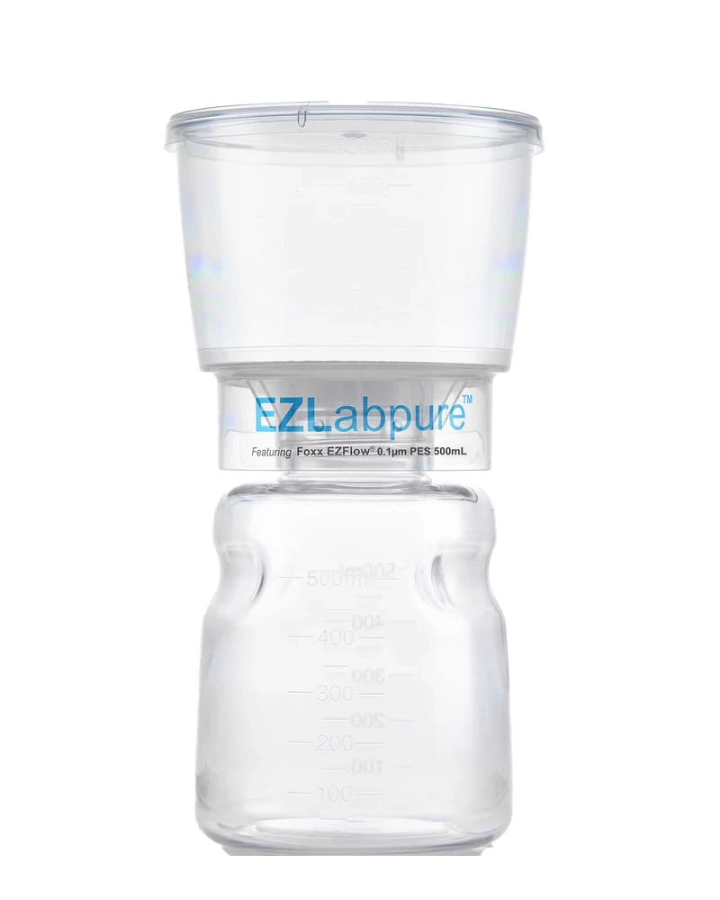 EZLabpure™ 500mL Bottle Top Filter Full Assembly Sterile 0.1µm PES Membrane 12/CS