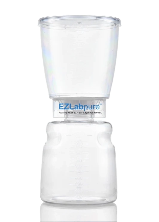 EZLabpure™ 1000mL Bottle Top Filter Full Assembly Sterile 0.1µm PES Membrane 12/CS