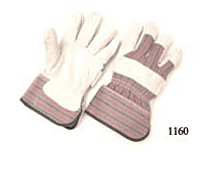 Regular grade, stripe fabric back, 2.5” rubberized cuff, lined palm, right hand only,