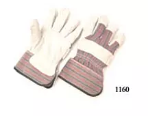 Regular grade, stripe fabric back, 2.5” rubberized cuff, lined palm, right hand only,