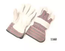 Regular grade, stripe fabric back, 2.5” rubberized cuff, lined palm, right hand only,