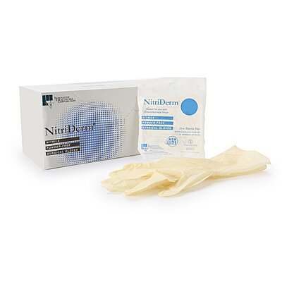 NitriDerm® Surgical Gloves Sterile Nitrile White Chemo Tested (BX/50PR)