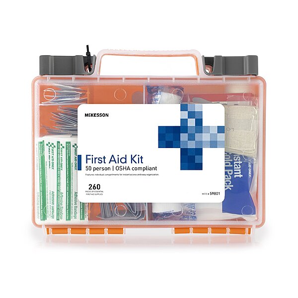 McKesson 50-Person First Aid Kit – Durable Plastic Case, Workplace & Facility Use
