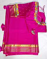 J313: Ready To Ship Beautiful Pure Mysore Silk Saree With Stitched Embroidery Work Blouse