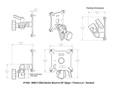 Upgrade Innovations MMS12 VESA Monitor Mount to 5/8″ Spigot – Friction-Loc - Standard