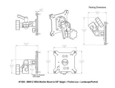 Upgrade Innovations MMS12 VESA Monitor Mount to 5/8″ Spigot – Friction-Loc - L/P