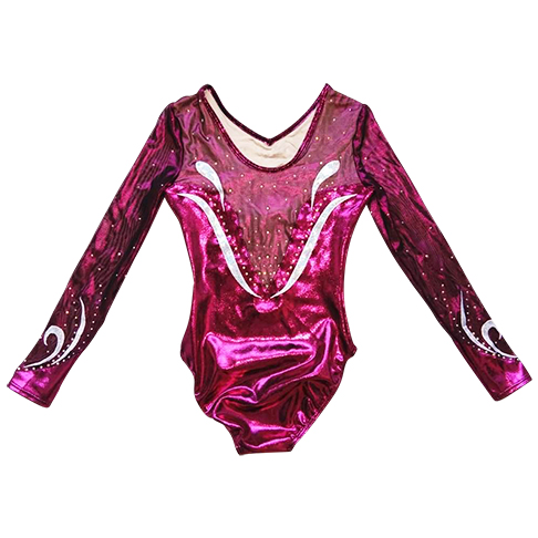 BURGUNDY SHINY MYSTIQUE/MESH WITH STONES LONG SLEEVE BURGUNDY SHINY MYSTIQUE/MESH WITH STONES LONG SLEEVE