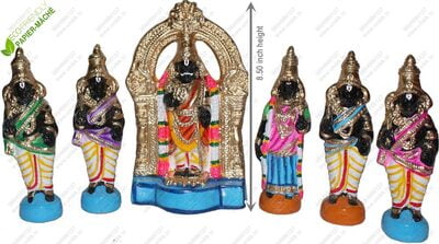 UNIKK Parthasarathi Set 21 cm Height of 6 Pieces Made of Eco Friendly Paper Mache Multicolor UNIKK Parthasarathi Set 21 cm Height of 6 Pieces Made of Eco Friendly Paper Mache Multicolor