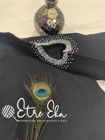 Saree Blouse.Beautiful Slub Cotton Blouse-Black. Boat Neck with Cut Work & Beads work on sleeves.