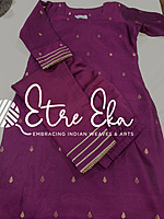 Chanderi Silk Kurti Set with Gotapati Work-Festive Wear- Straight Kurti with Pencil Pant- Chanderi Handloom Kurti Set