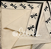 Kerala Saree from Kuthampully Designer Kara with Hand Painted Dragon Fly Design