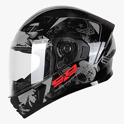STEELBIRD SBA-21 COMBAT GLOSSY BLACK/GREY C/V (L)