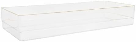 Martha Stewart Kerry Plastic Stackable Office Desk Drawer Organizers with Gold Trim
