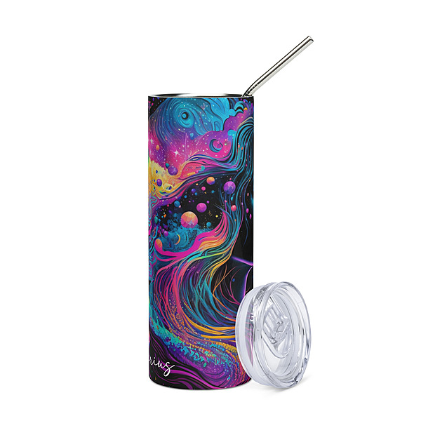 Aquarius Zodiac Sign Skinny Tumbler – Vibrant Sublimated Astrology Drinkware