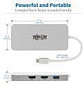 Tripp Lite USB C Docking Station w/ USB-A Hub, x2 HDMI, PD Charging 1080p @ 60Hz, Portable, Thunderbolt 3 Silver (U442-DOCK12-S)