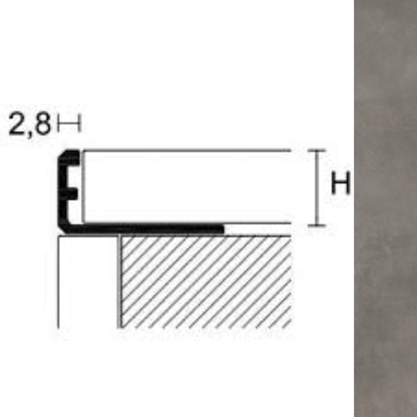Plinta PROFILPAS, 88109 ZD/10 ALUMINIUM COLOUR-COATED CONCRETE CRETE 2.8 ml