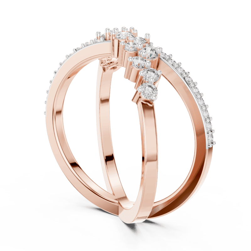 Crossover diamond bloom Ring