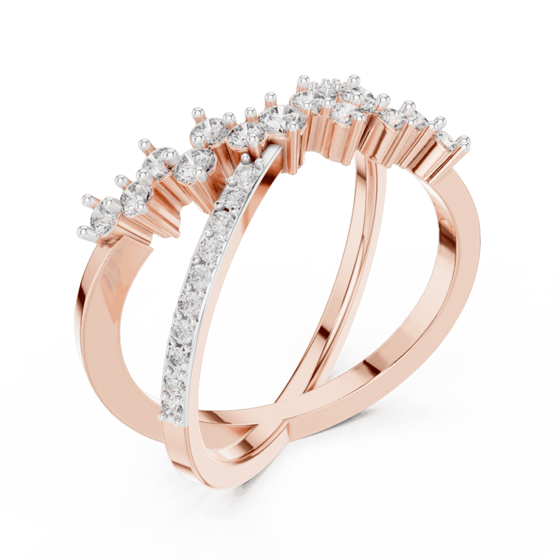 Crossover diamond bloom Ring