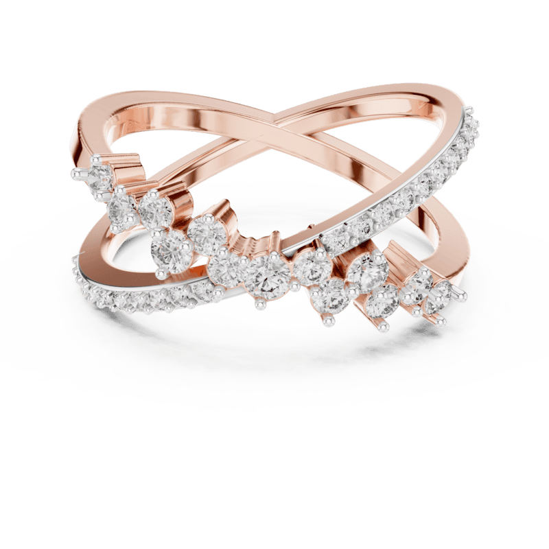 Crossover diamond bloom Ring
