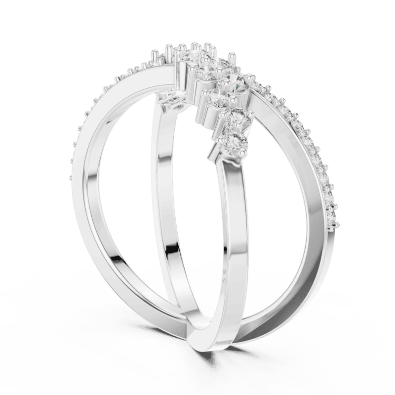 Crossover diamond bloom Ring