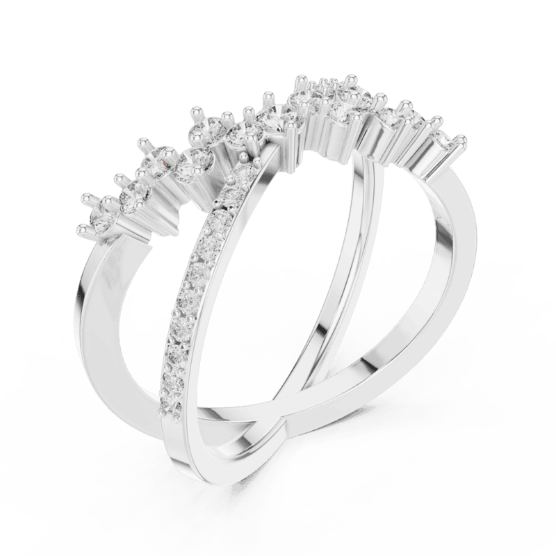Crossover diamond bloom Ring