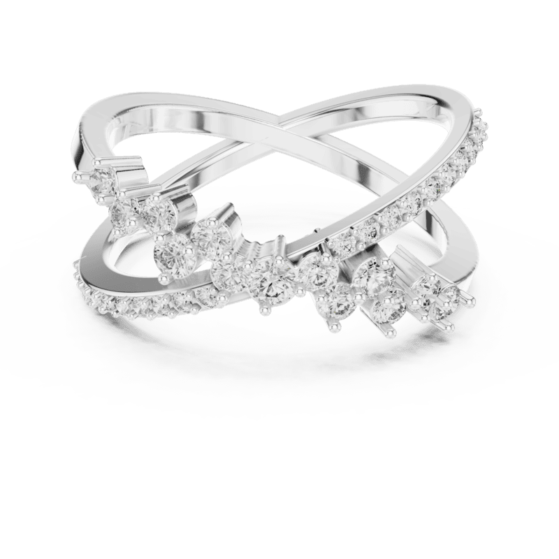 Crossover diamond bloom Ring