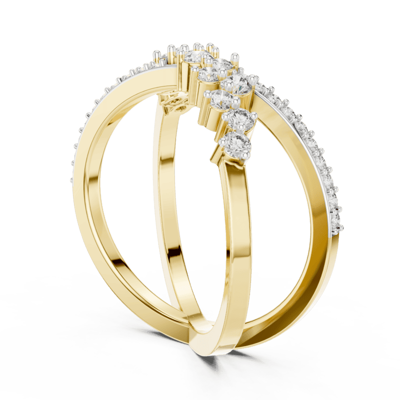 Crossover diamond bloom Ring