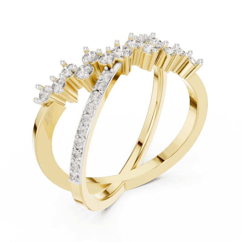 Crossover diamond bloom Ring