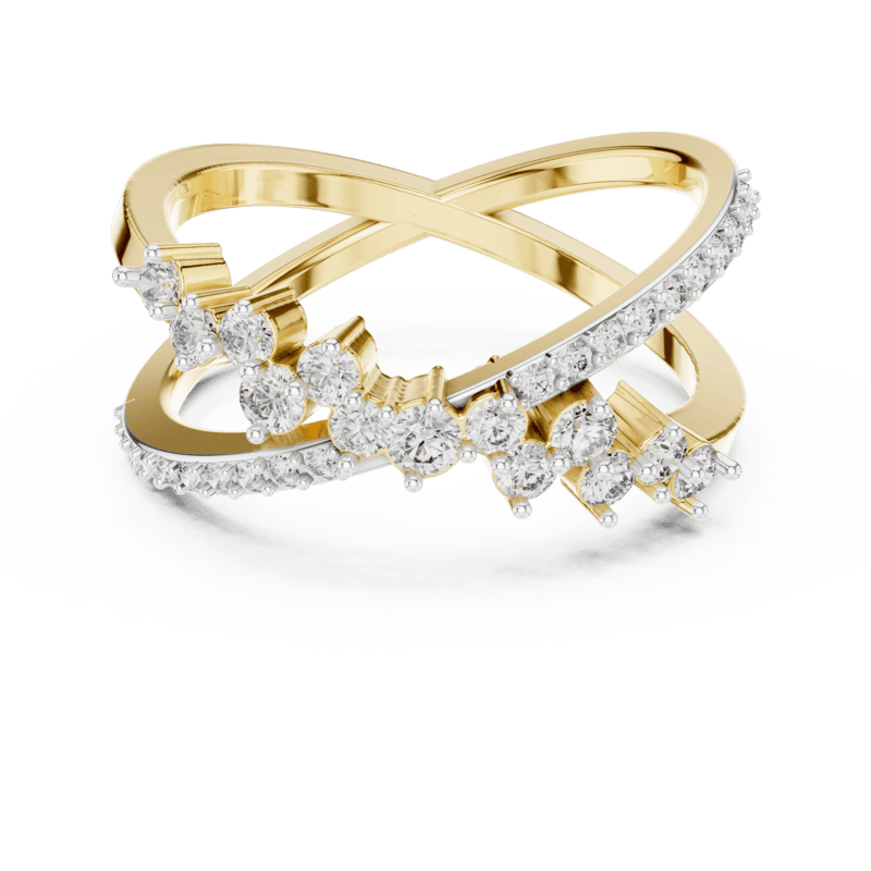 Crossover diamond bloom Ring
