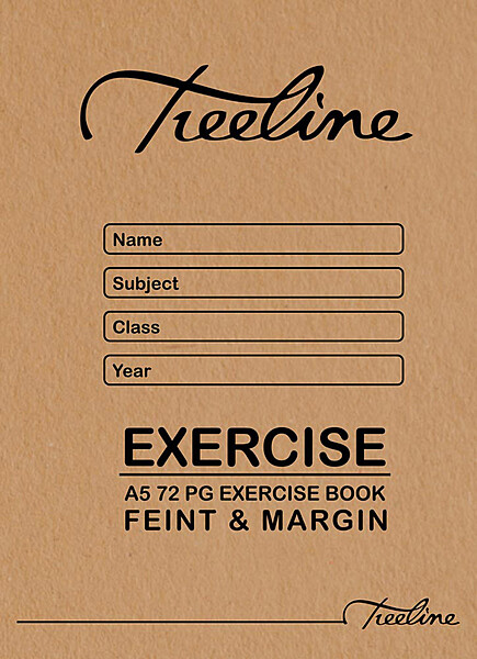 12-4610-00 - A5 EXERCISE BOOK 72PG FEINT MARGIN TREELINE
