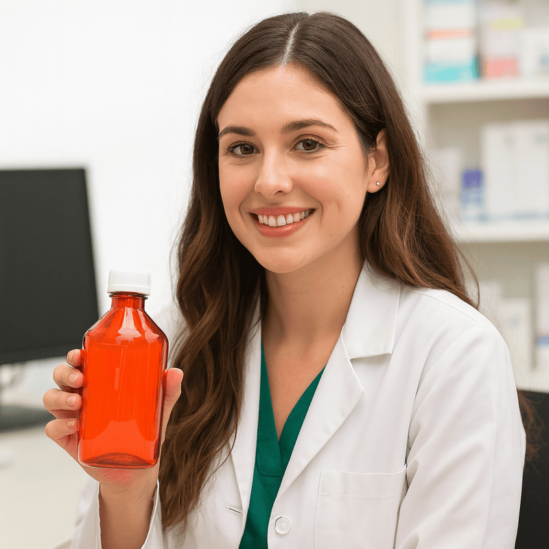 12oz Graduated Oval RX Bottles with Caps 100 Count- Amber