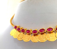Panchalokam Attigai | One Gram Gold Finish & Real Kemp Stones Short Necklace | Temple Jewellery Attiga