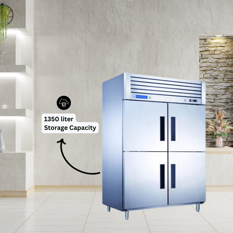Blue Star Kitchen Refrigerator-4 Door Reach in Chiller-with 1350 litre storage capacity.