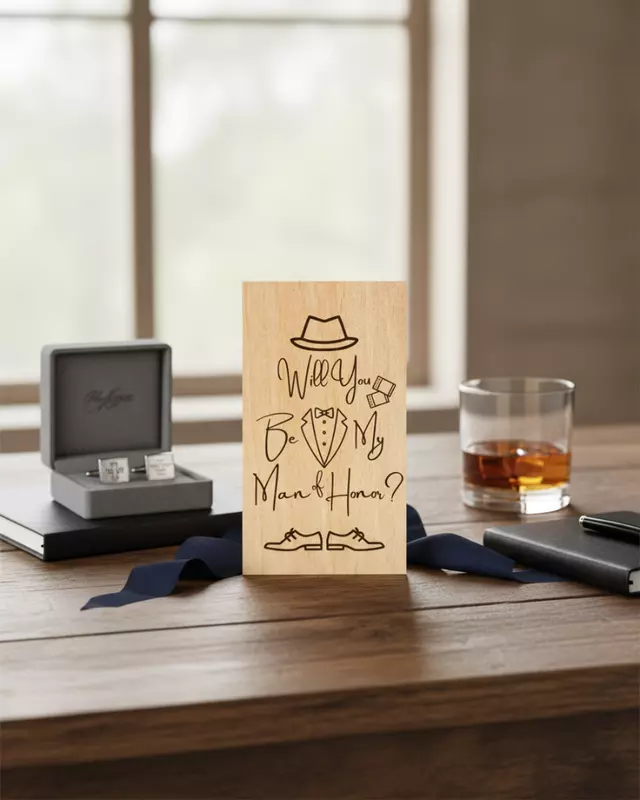 Heirloom Collection Bride’s Proposal Cards featuring engraved personalized bridal party cards.