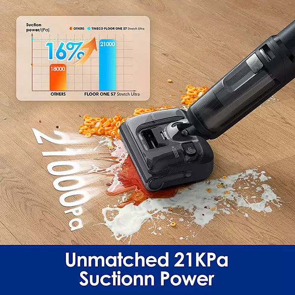 Tineco FLOOR One S7 Stretch - 50min, Smart 180° Lay Flat Wet Dry Cordless Vacuum Floor Washer & Mop Stick