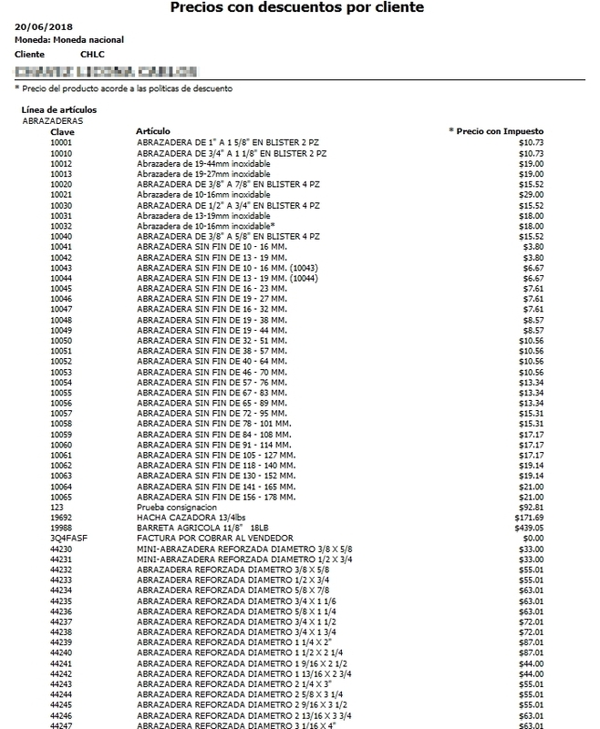 Precios Con Descuentos Por Cliente