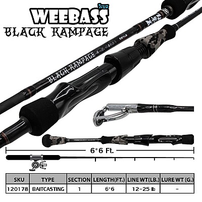 WEEBASS คัน - รุ่น BLACK RAMPAGE 661MHB ( 12-25 lbs )