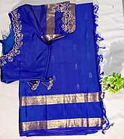 J265: Ready To Ship Beautiful Pure Kanchipattu Saree With Stitched Embroidery Work Blouse