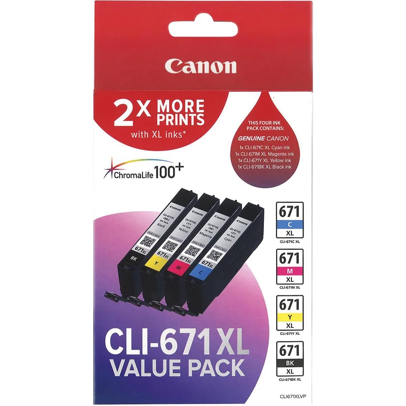 Canon Pixma CLI671XL Ink Cartridge High Yield Value Pack  CMYK