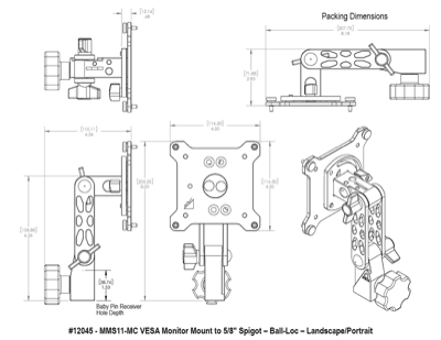 Upgrade Innovations MMS11-MC VESA Monitor Mount to 5/8″ Spigot – Twin Ball-Loc - L/P
