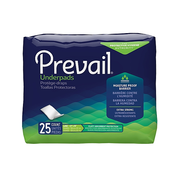 Prevail® Total Care™ Disposable Underpad – 23 × 36 Inch, Light Absorbency