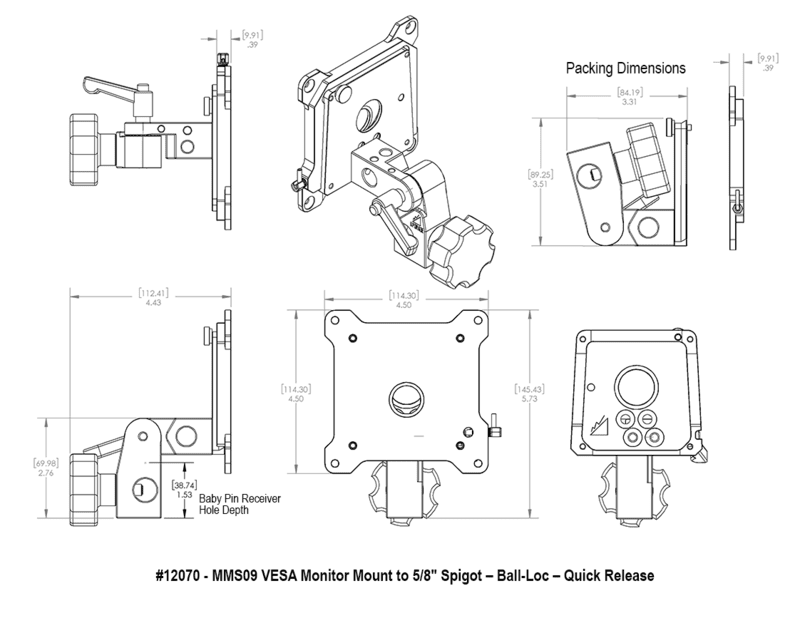 Upgrade Innovations MMS09 VESA Monitor Mount to 5/8″ Spigot – Ball-Loc - QR