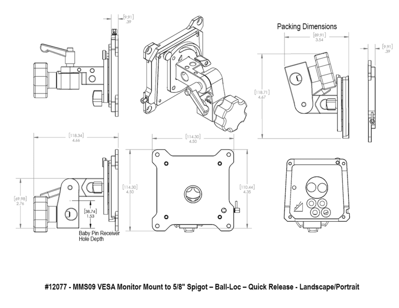 Upgrade Innovations MMS09 VESA Monitor Mount to 5/8″ Spigot – Ball-Loc - QR-L/P
