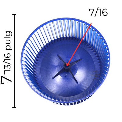 Turbina Para Clima Ventana Mirage Largo 7 13/16 Ancho 4 3/8 Flecha 7/16 CW Derecha- numero de parte 12100103000344