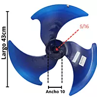 Aspa Condensador Para Minisplit Mirage 1.5 Ton Abtx2, Diametro Exterior 42.5Cm, Centro 10Cm, Flecha 5/16, 3 Hojas - 12100105000004