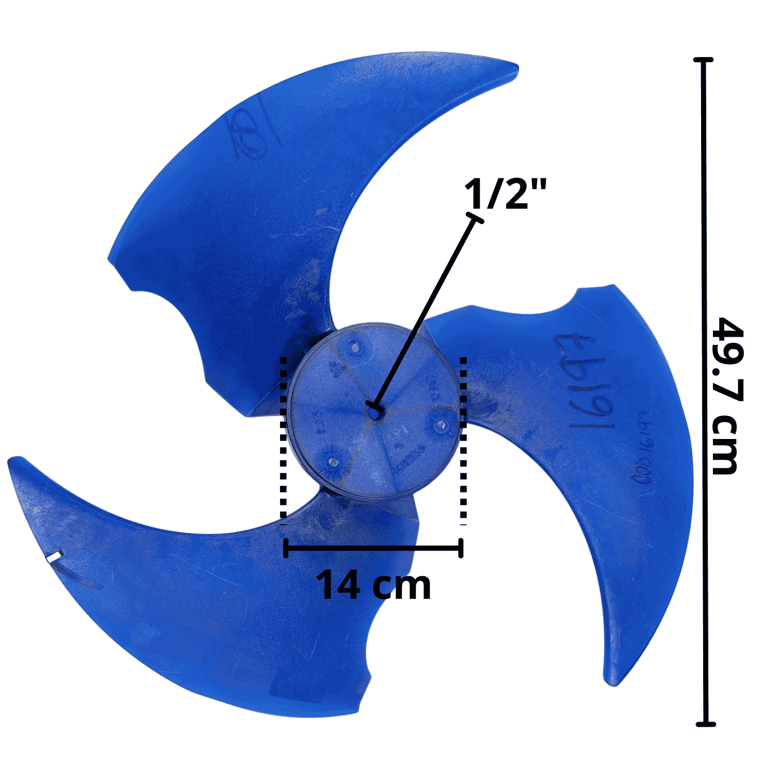 Aspa Condensador Para MiniSplit Mirage 2Ton Largo 54cm Ancho 14 cm Flecha 1/2 CW Derecha 3 Hojas - 12100105000181